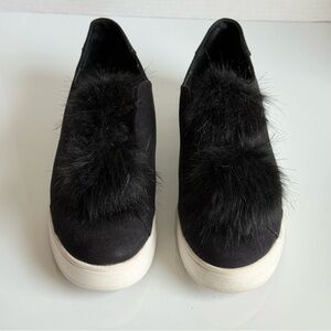 Steve Madden Furlie Faux Suede & Fur Pom Pom